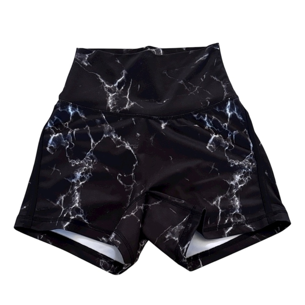 Buffbunny Black & White Marble Print Biker Shorts